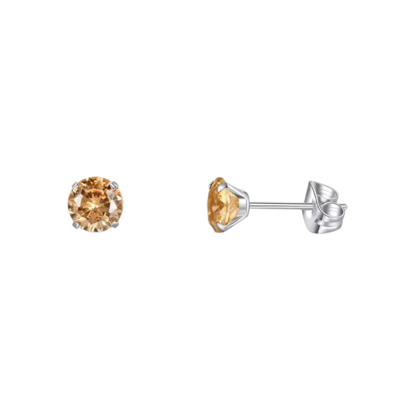 Boucles d'oreilles en titane et zircone champagne