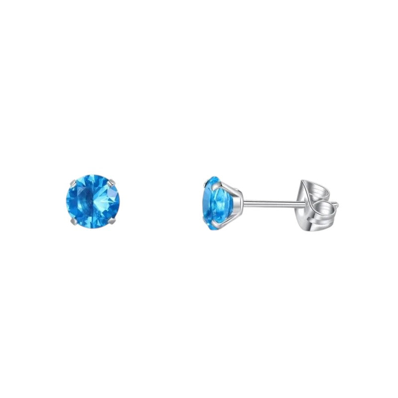 Boucles d'oreilles en titane - Zircon bleu clair