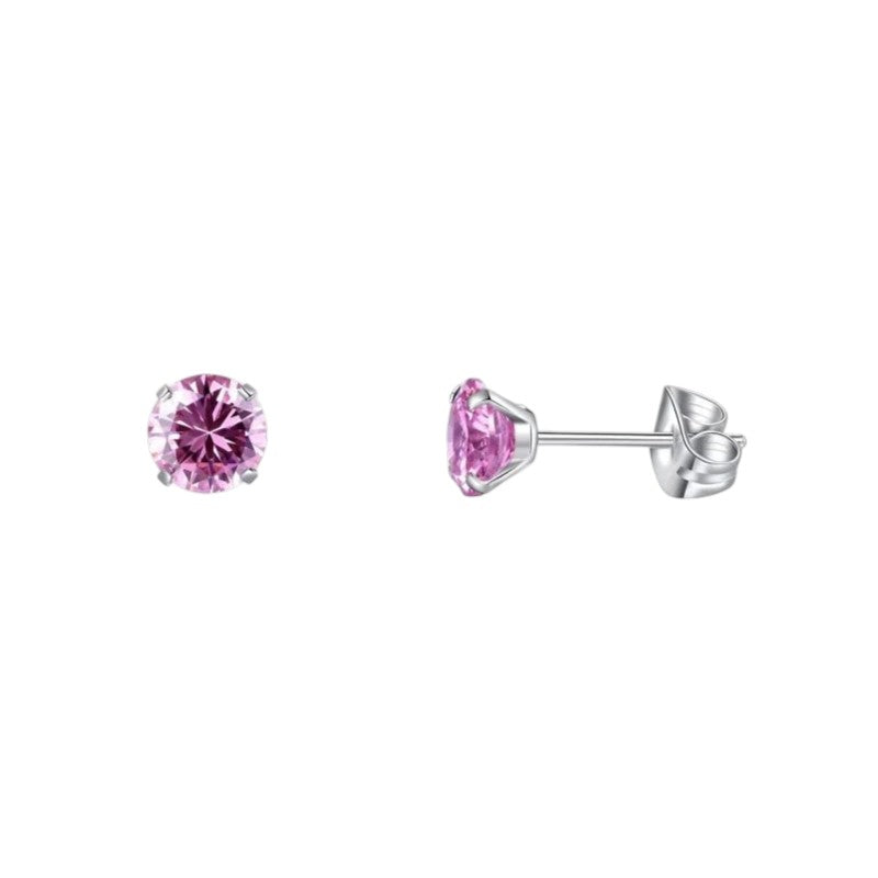 Boucles d'oreilles en titane avec zircon rose