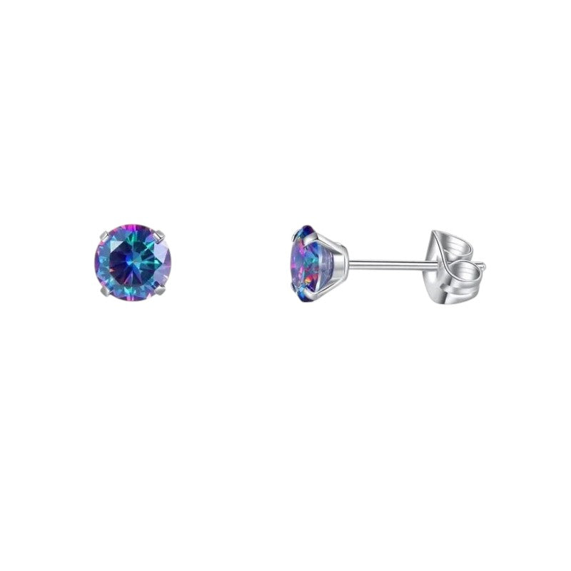 Titanium earrings multicolor zirconia