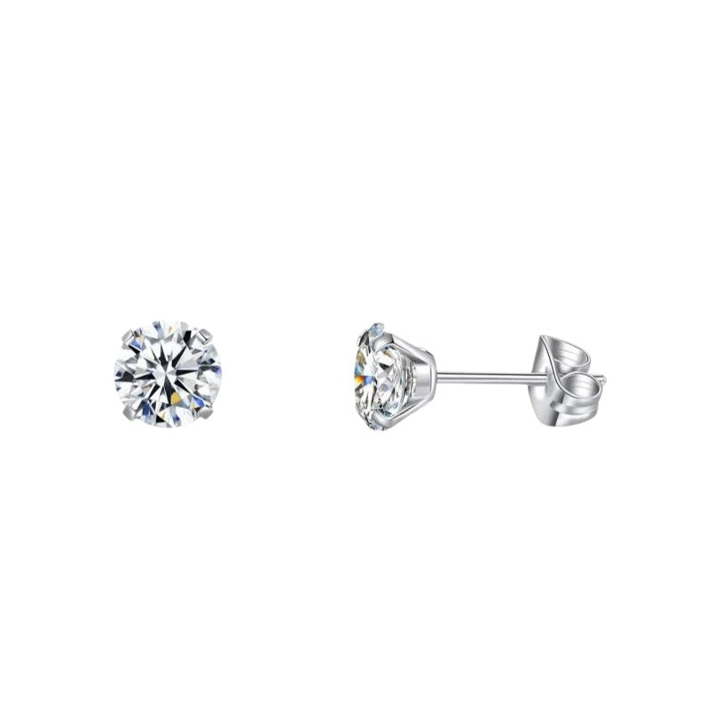 Boucles d'oreilles élégantes en titane avec zircon transparent