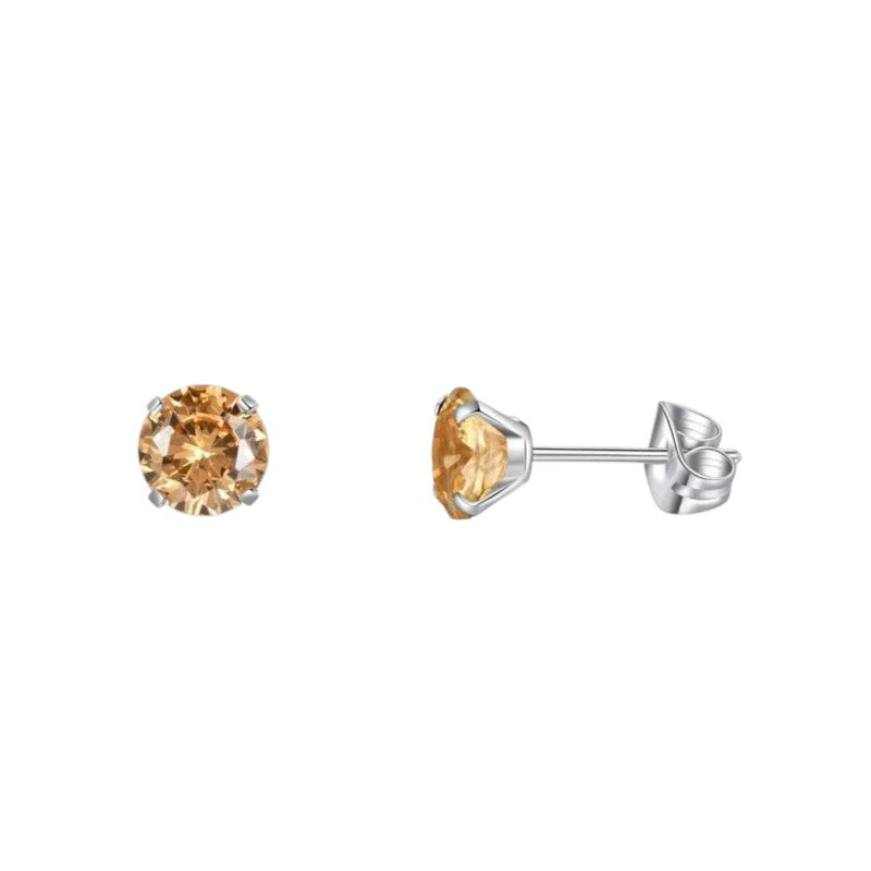 Boucles d'oreilles en titane et zircone champagne