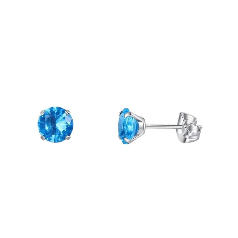 Boucles d'oreilles en titane - Zircon bleu clair
