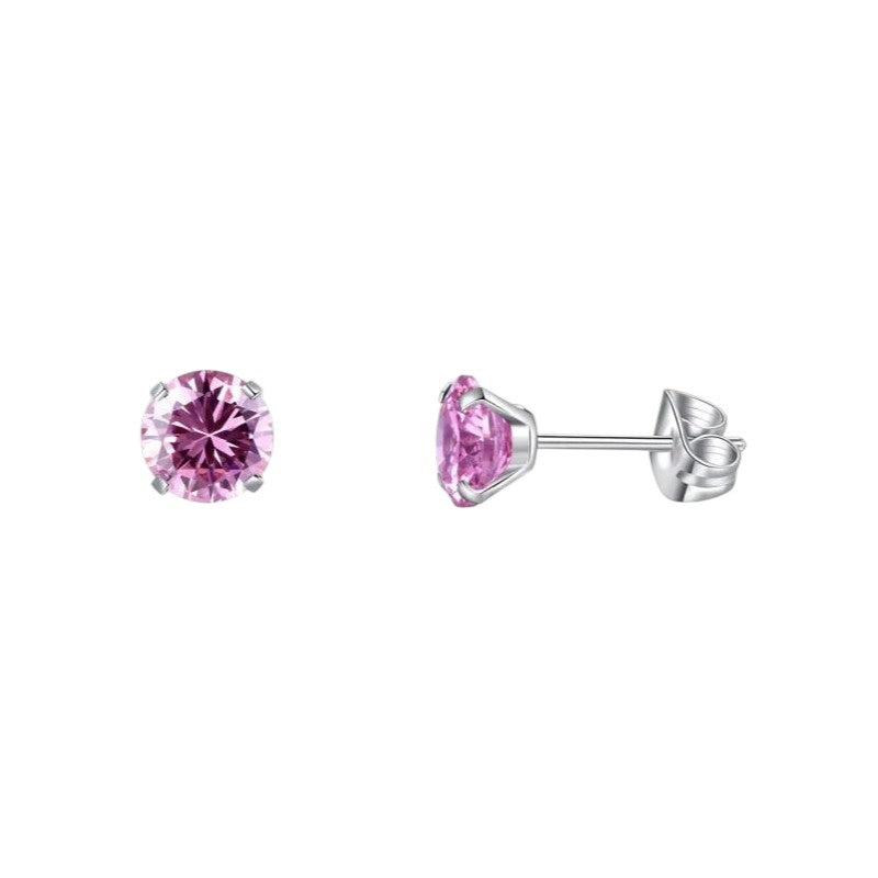 Boucles d'oreilles en titane avec zircon rose