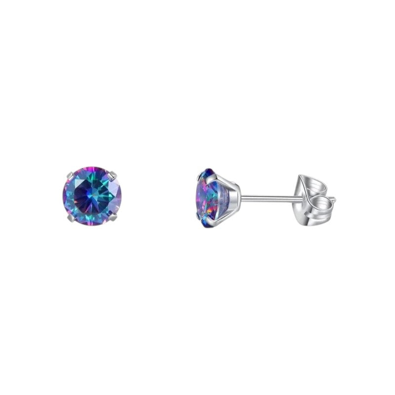 Titanium earrings multicolor zirconia