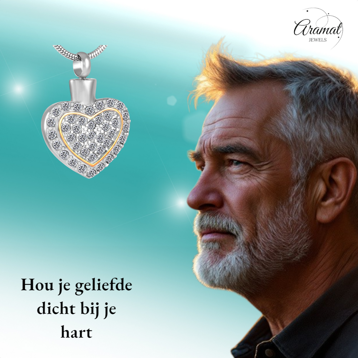 Sprankelend hart as-sieraad staal met kristal