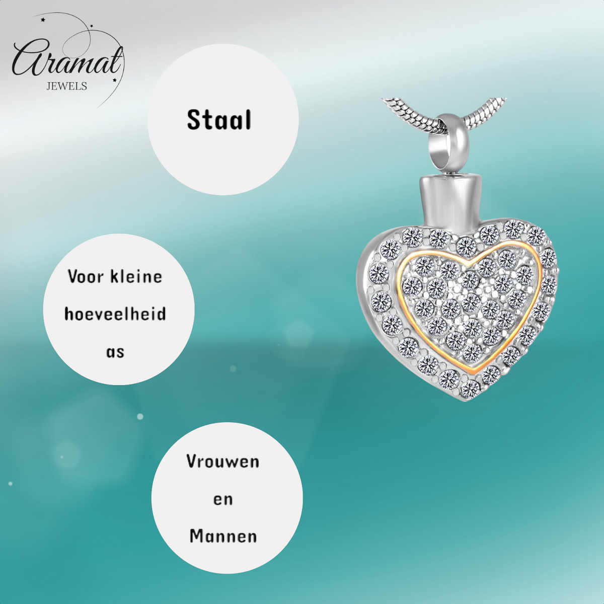 Sprankelend hart as-sieraad staal met kristal
