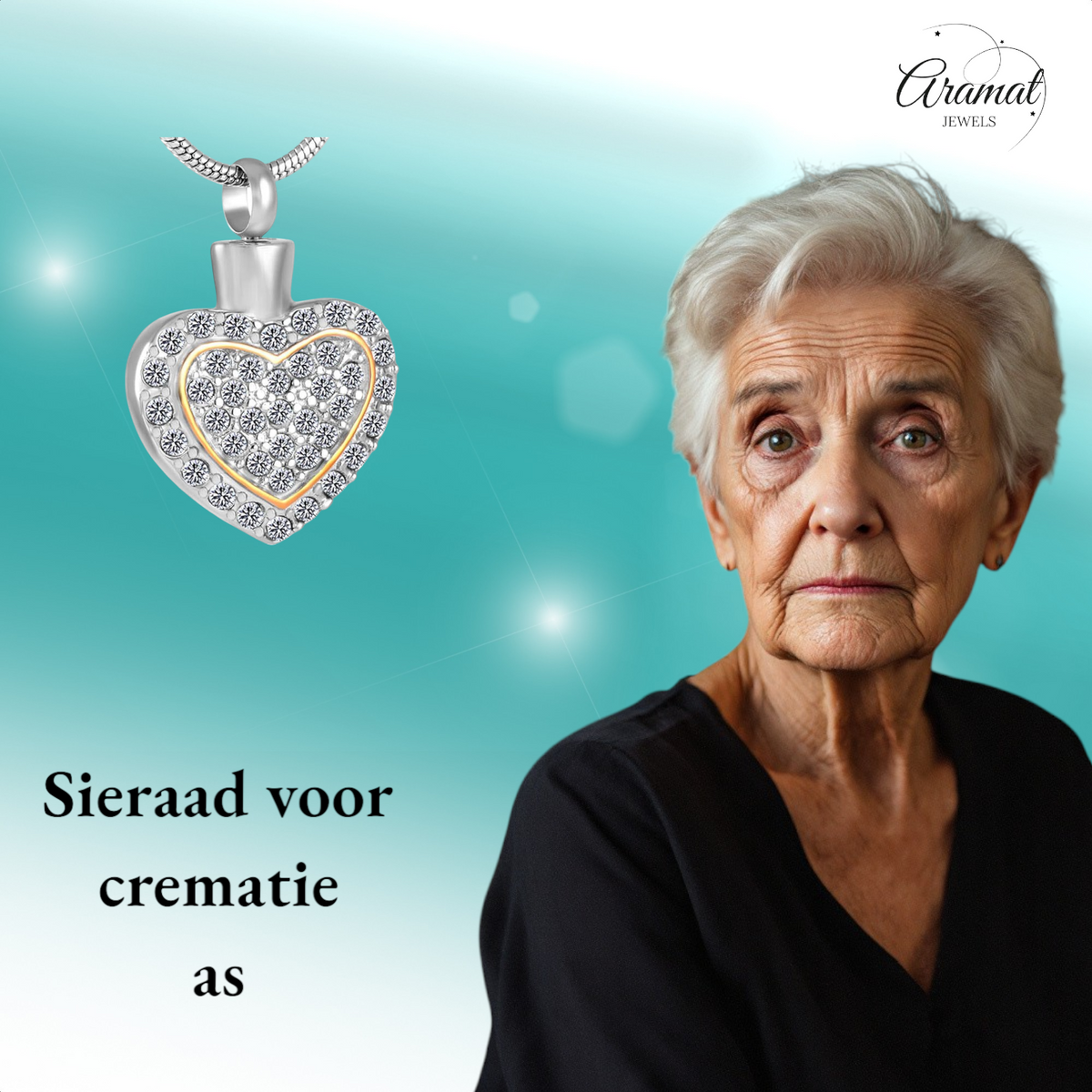 Sprankelend hart as-sieraad staal met kristal