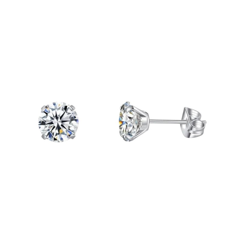Boucles d'oreilles élégantes en titane avec zircon transparent