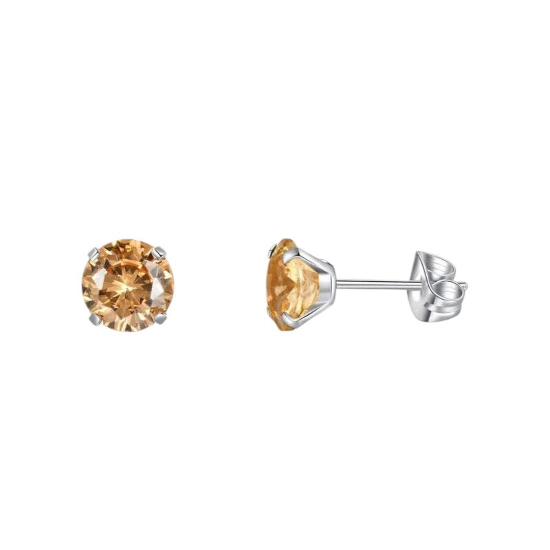 Boucles d'oreilles en titane et zircone champagne