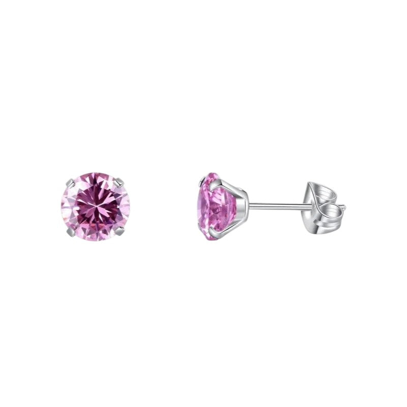 Boucles d'oreilles en titane avec zircon rose