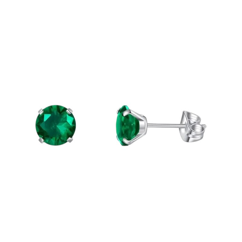 Boucles d'oreilles en titane avec zircon vert