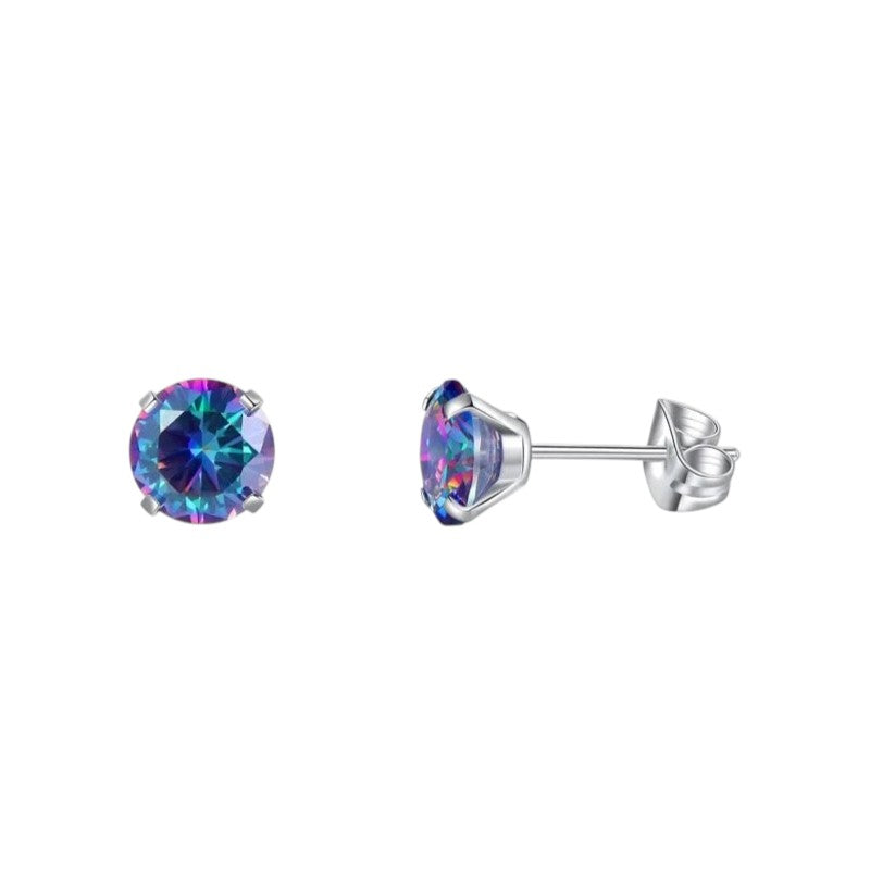 Titanium earrings multicolor zirconia