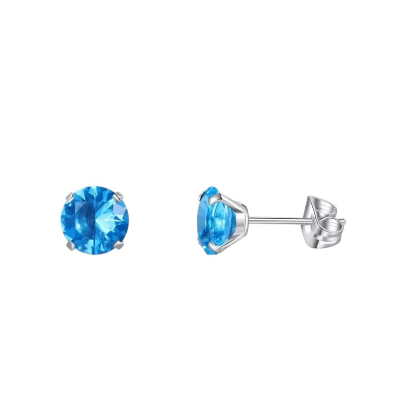 Boucles d'oreilles en titane - Zircon bleu clair