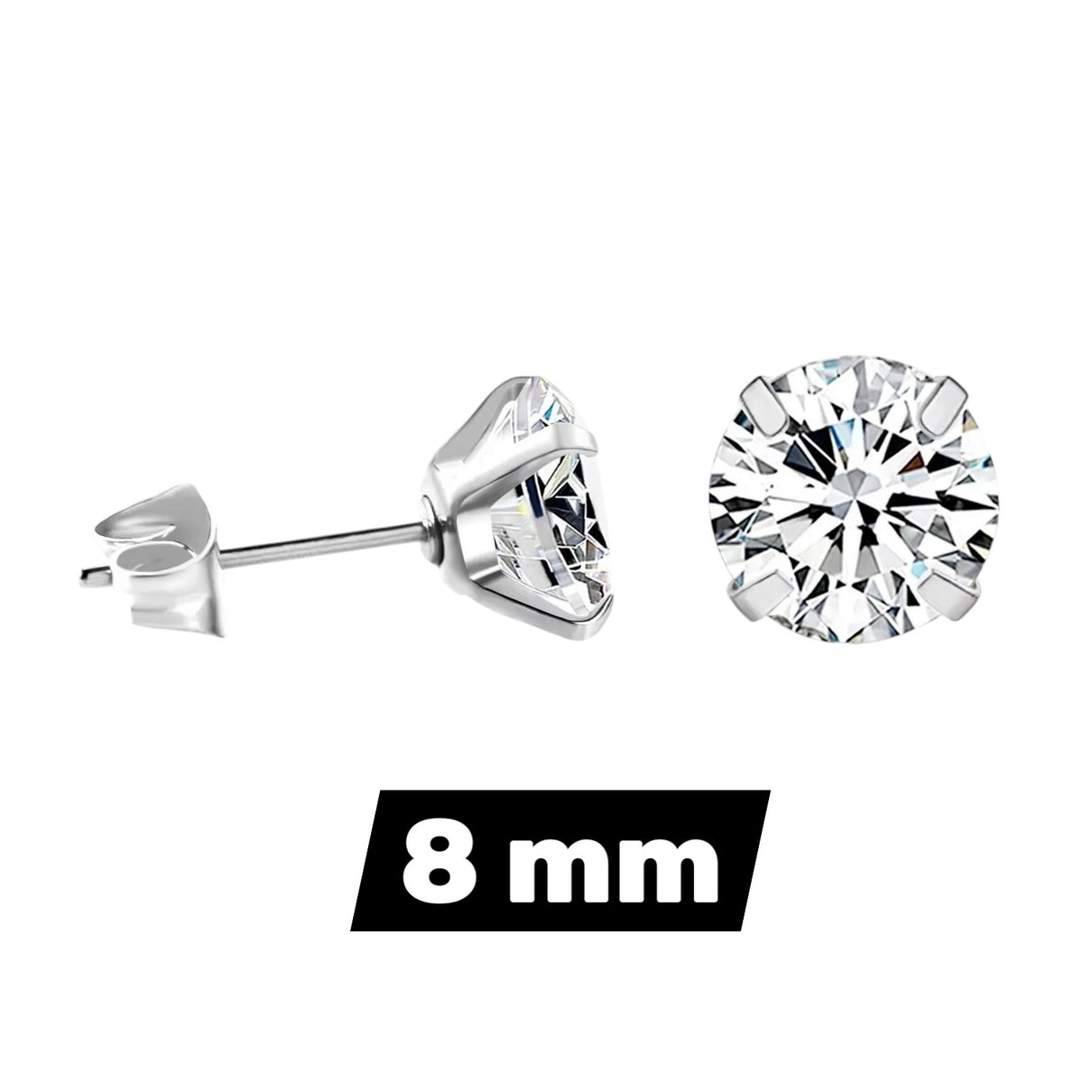 Oorstekers RVS Transparante Zirkonia – 2mm t/m 8mm Rosé Zilver