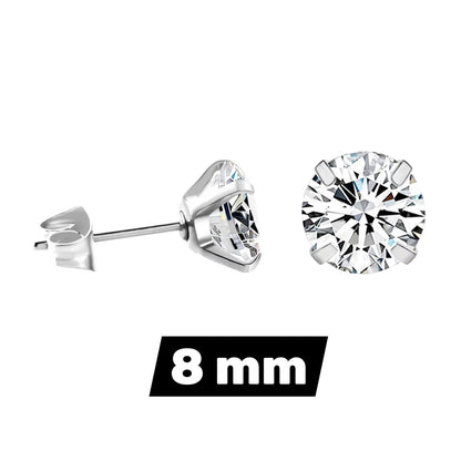 Oorstekers RVS Transparante Zirkonia – 2mm t/m 8mm Rosé Zilver