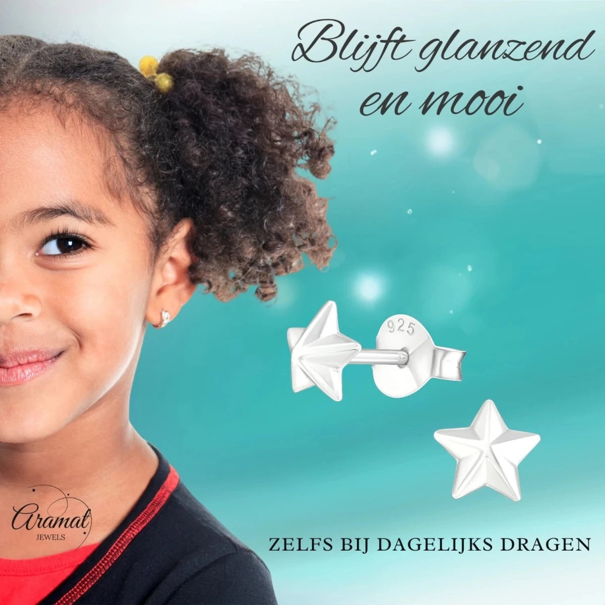 925 Sterling Zilveren 3D Sterretjes Oorknopjes 5mm - Aramat Jewels - Oorbellen - cadeautip