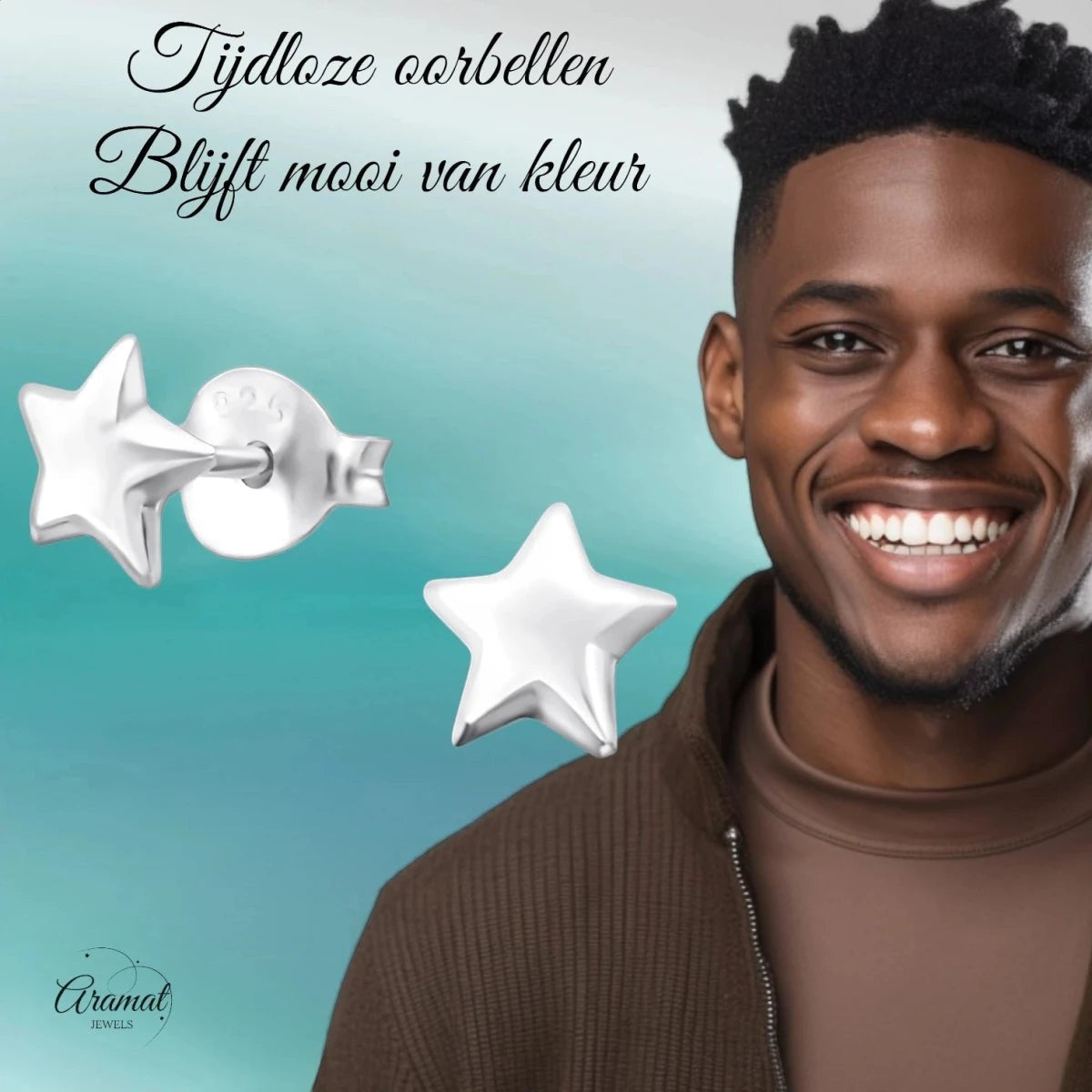 925 Sterling Zilveren Sterretjes Oorknopjes 6mm - Aramat Jewels - Oorbellen - cadeautip