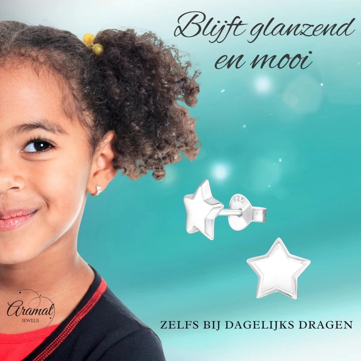 925 Sterling Zilveren Sterretjes Oorknopjes 8mm – Hoogglans Gepolijst - Aramat Jewels - Oorbellen - cadeautip