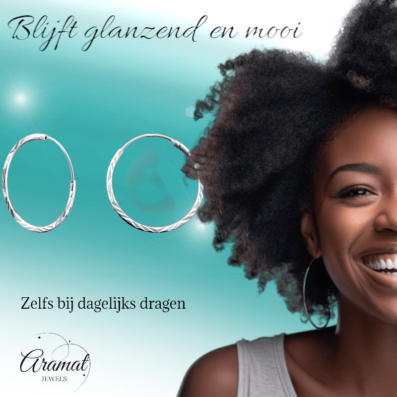 925 Zilveren Bewerkte Oorringen 20x1mm - oor1725 - 15041 - Oorringen kopen# - 1mm - 20mm