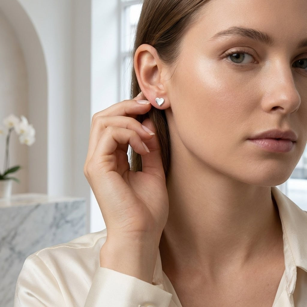 925 Zilveren Hartjes Oorbellen - 4 mm - Glad - Aramat Jewels - Oorbellen - cadeautip