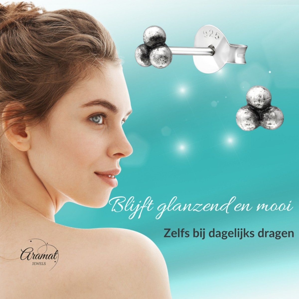 925 zilveren Oorbellen Kinder Dots 4mm - Aramat Jewels - Oorbellen - cadeautip