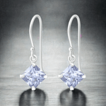 925 Zilveren Oorhangers Lila Zirkonia - Kinder Oorbellen - oor1170 - 1092 - Oorhangers kopen# - 15mm - 925 Zilver - alles