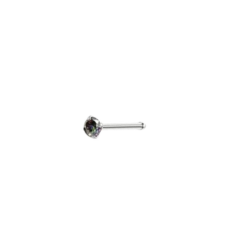 Stalen Neuspiercing Ronde Zirkonia 2mm – Recht Staafje Meerdere Kleuren