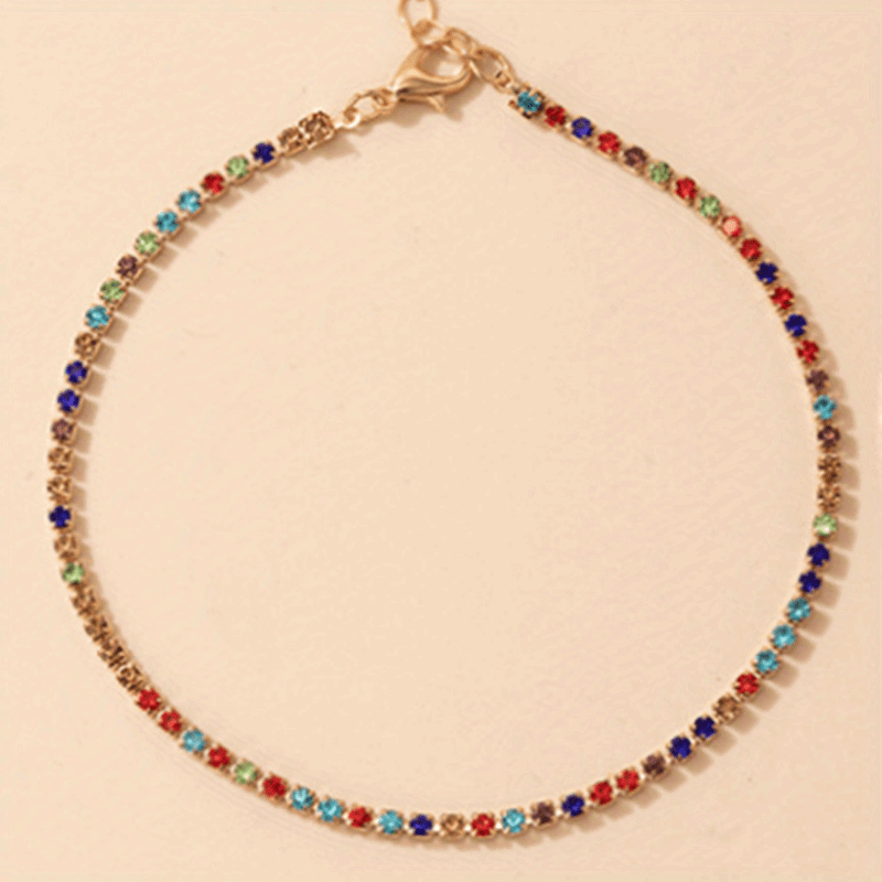 Aramat Jewels® Goudkleurig Enkelbandje Met Kleurrijke Kralen En Gouden Ketting