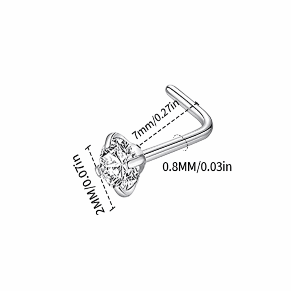 Stalen Neuspiercing met Zirkonia Steentje 2mm | Lichaamssieraden