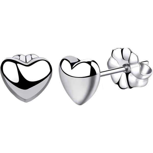 Aramat jewels ® - Titanium oorbellen Hartje 6mm 6mm dames hart heren kinderen nikkelvrij oorbellen titanium zilverkleurig