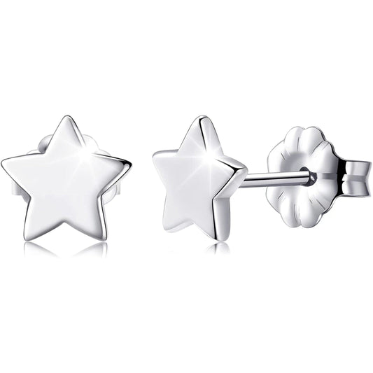 Sterling Zilveren Ster Oorknopjes Van Elegante Aramat Jewels® Titanium Ster Oorbellen.