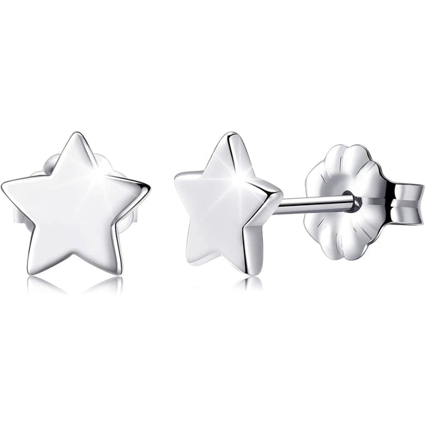 Aramat jewels ® - Titanium oorbellen ster 7mm 7mm dames heren kinderen nikkelvrij oorbellen ster titanium zilverkleurig