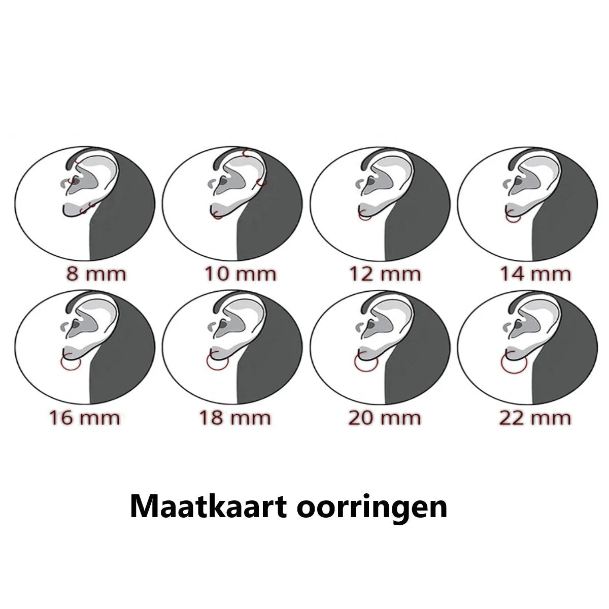 Zes Ronde Stickers Met De Tekst ’makar Origen’ Op Oorbellen Set Met Oorringetjes Parel Zilver Goud.