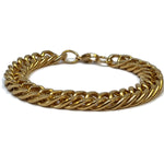 Gouden Armband Met Gedraaid Ontwerp, Stalen Goldplated Gourmetarmband 21cm 12mm.