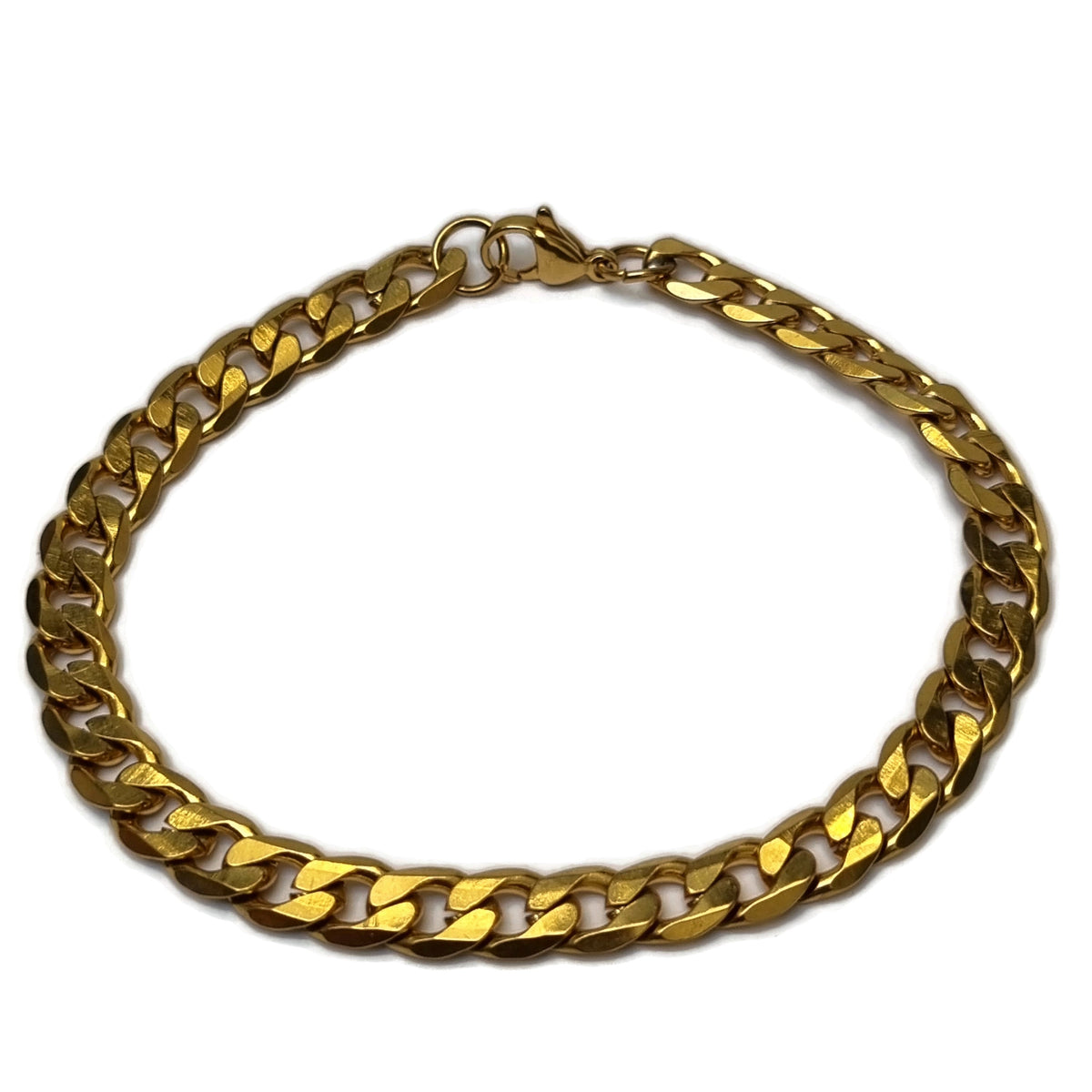 Gouden Schakel Armband Gourmet Van Stalen - 21cm