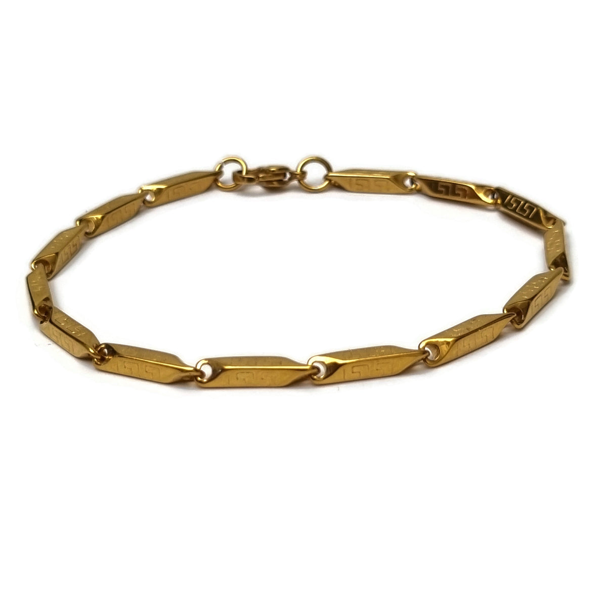 Gouden Schakel Armband Met Grieks Motief.