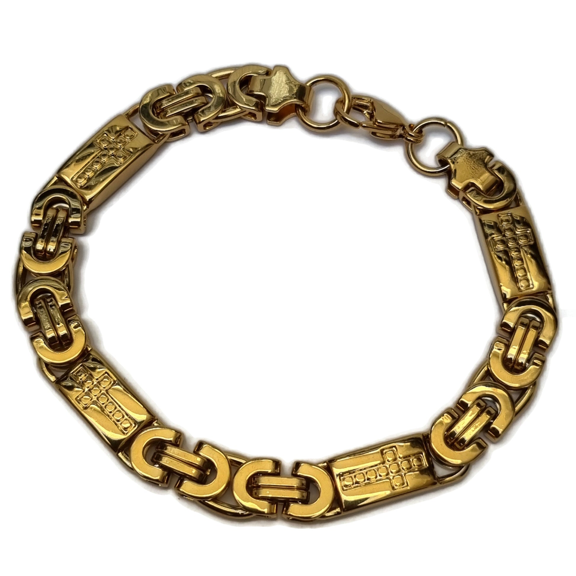Gouden Konings Schakel Armband Met Kruisjes
