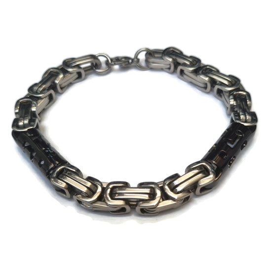 Zwarte En Zilveren Armband Van Aramat Jewels® In Roestvrij Staal