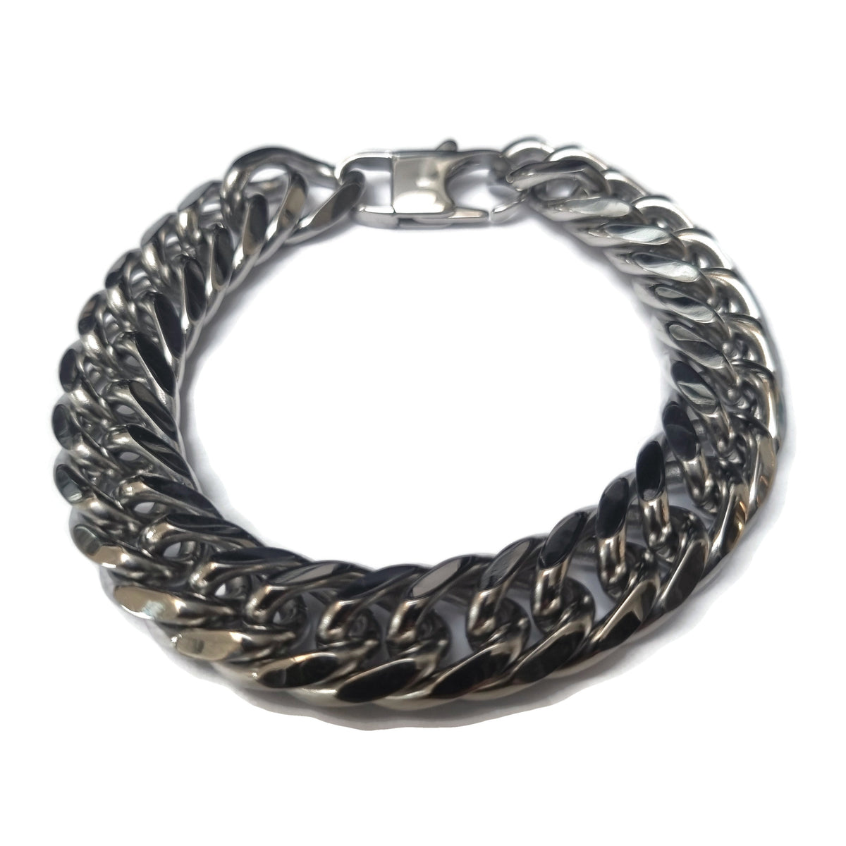 Zilveren Armband Met Gourmet Schakel En Brede Stalen Band