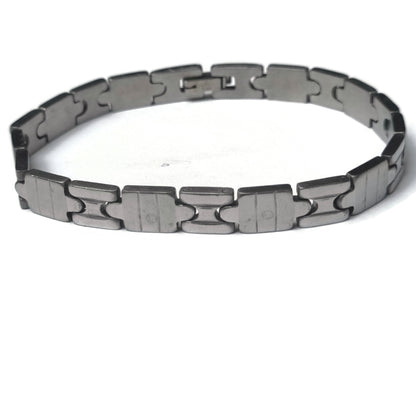 Zwarte Armband Met Vierkante Schakel Voor Stoere Rvs Armband 21cm 8mm Zilverkleurig