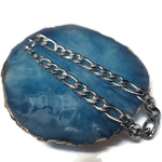 Blauwe Stenen Met Ketting Op Stalen Figaro Armband - Aramat Jewels®