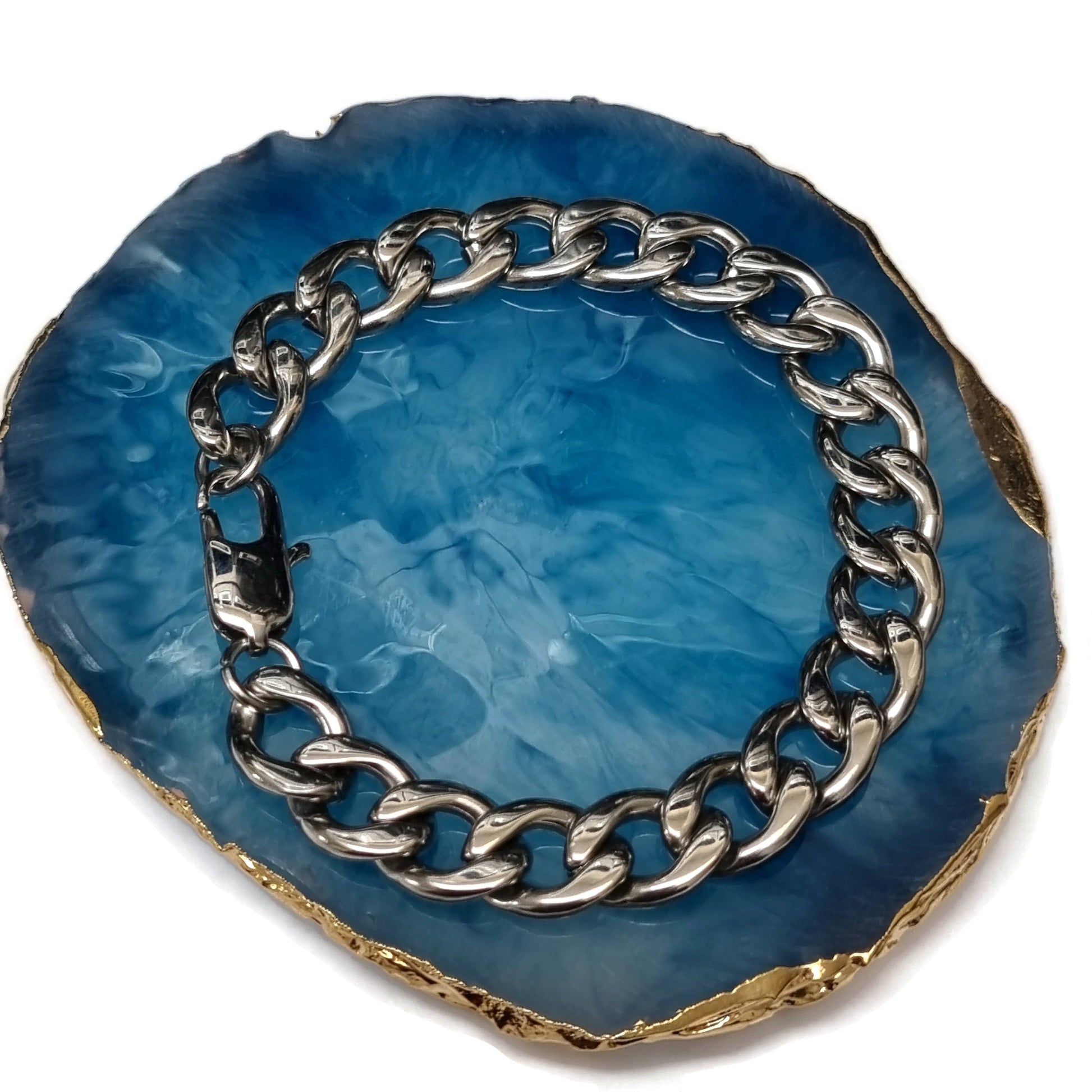 Zilveren Armband Met Gourmet Stijl Op Blauwe Agaat