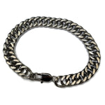 Stoere Zwarte En Zilverkleurige Gourmet Armband Met Een Dubbele Ketting - 10mm, 20cm.