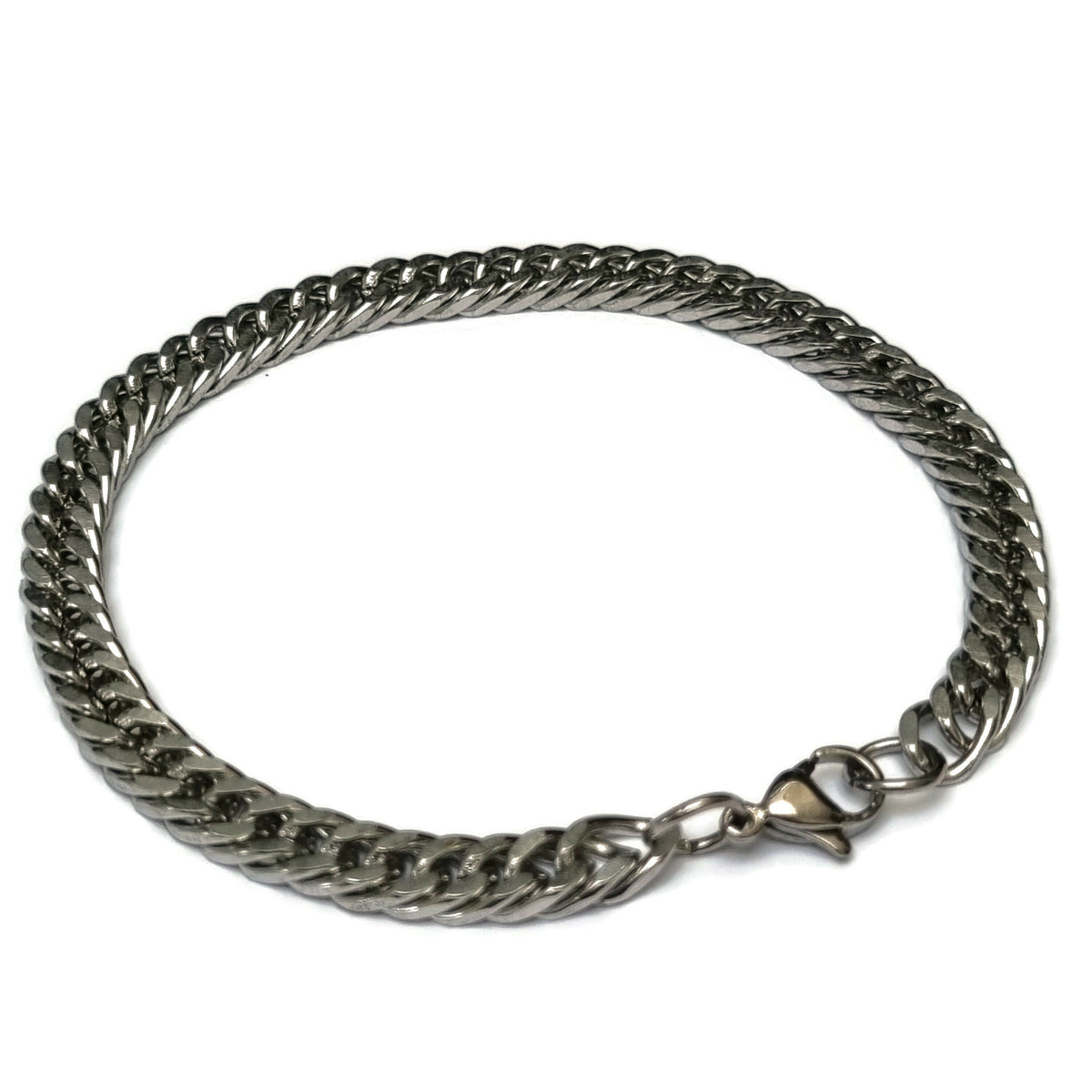 Glimmende Zilveren Schakel Armband Met Ketting En Sluiting