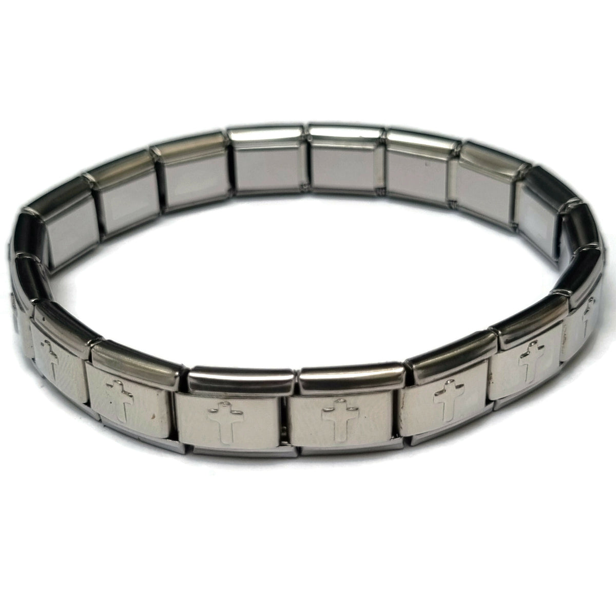 Stalen Italiaanse Armband Met Metalen Sluiting Op Witte Achtergrond