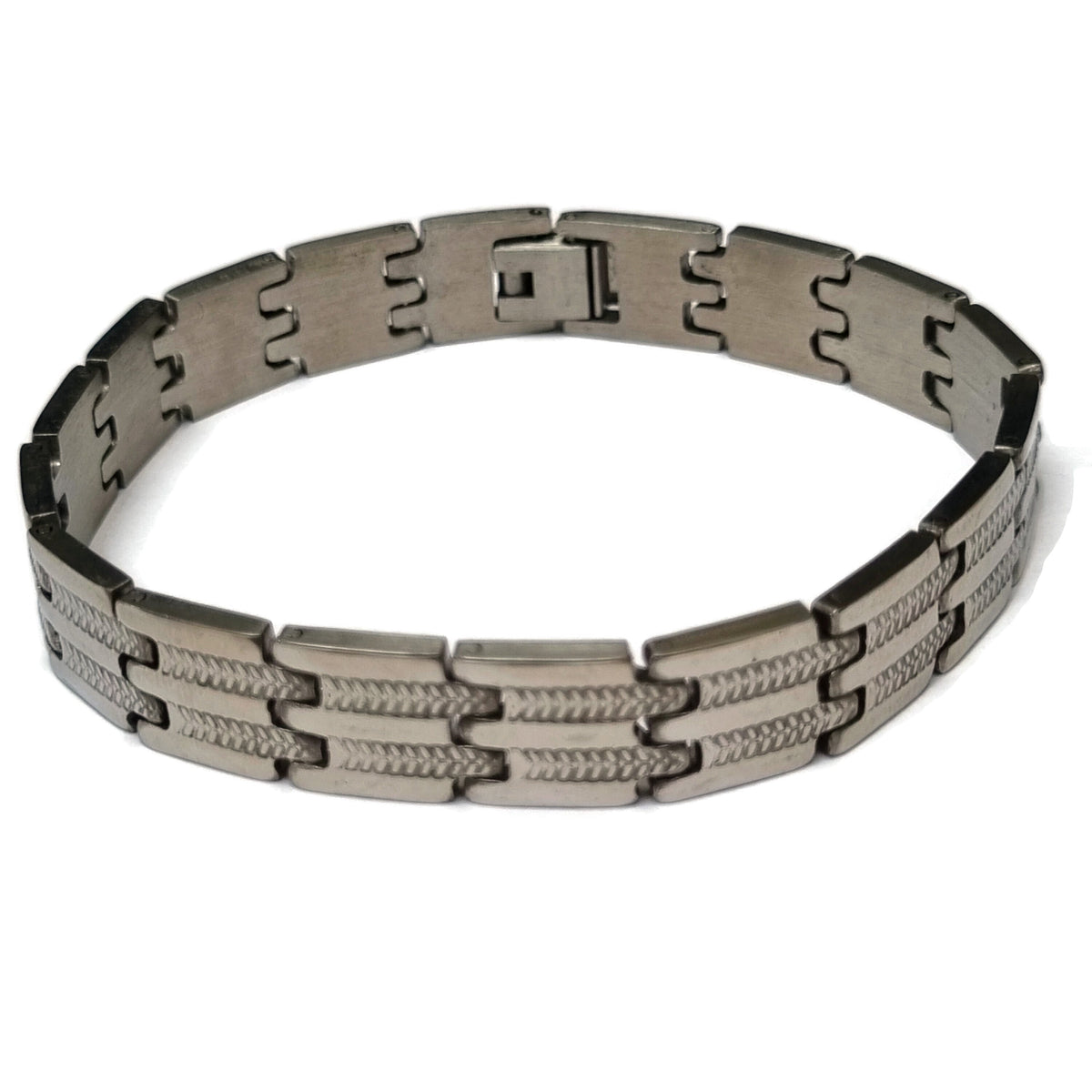 Stalen Schakel Armband Met Vlechtpatroon