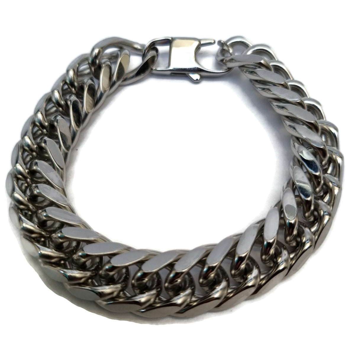 Zilveren Armband Met Schakelketting, Rvs Armband Curb Cuban 12mm 21cm.