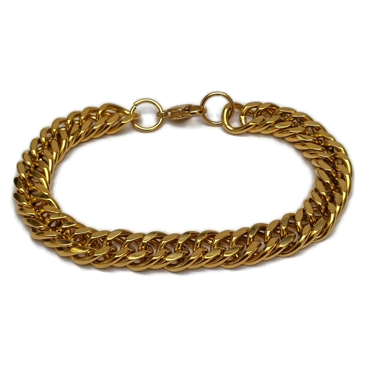 Stalen Goudkleurige Gourmetarmband 21cm 10mm Met Gold Chain Armband