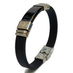 Zwarte Leren Armband Met Zilveren Sluiting